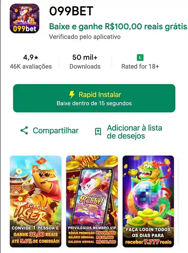 Interface do aplicativo 099BET Cassino exibida em um smartphone moderno.